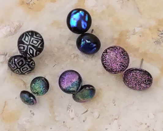 Sample Pack (5 Pairs) Dichroic Fused Glass Post Earring Wholesale