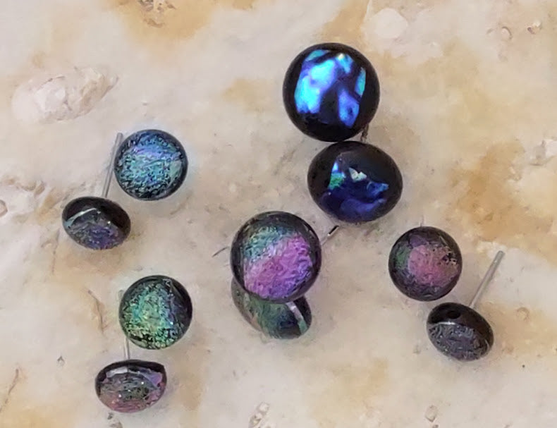 Sample Pack (5 Pairs) Dichroic Fused Glass Post Earring Wholesale