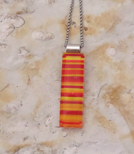 Fused Glass Orange/Yellow Striped pendant Wholesale
