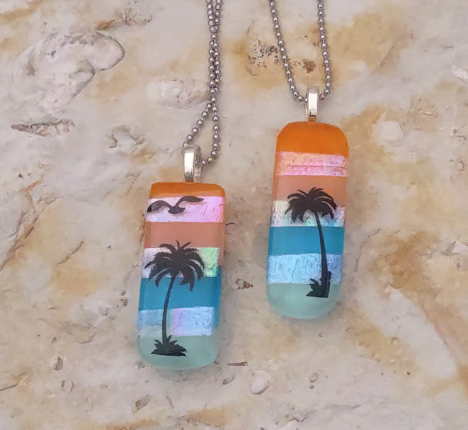 Fused Glass Ocean Scene with Dichroic Pendant Wholesale