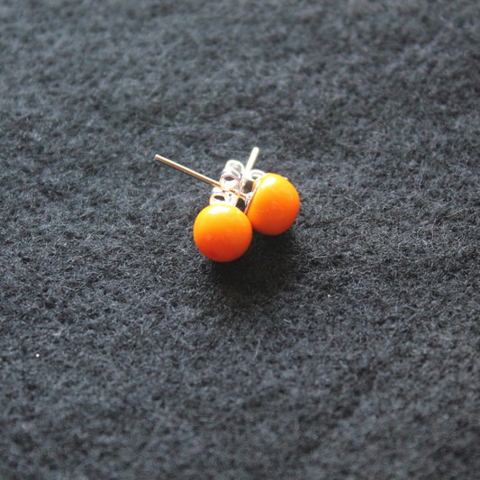 Fused Glass Orange Post Earrings