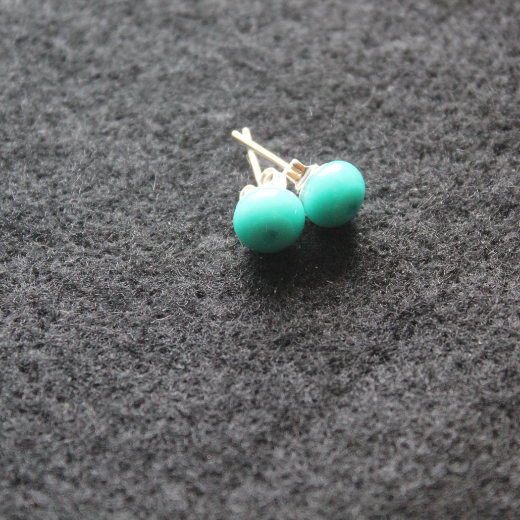 Fused Glass Peacock Green Post Earrings