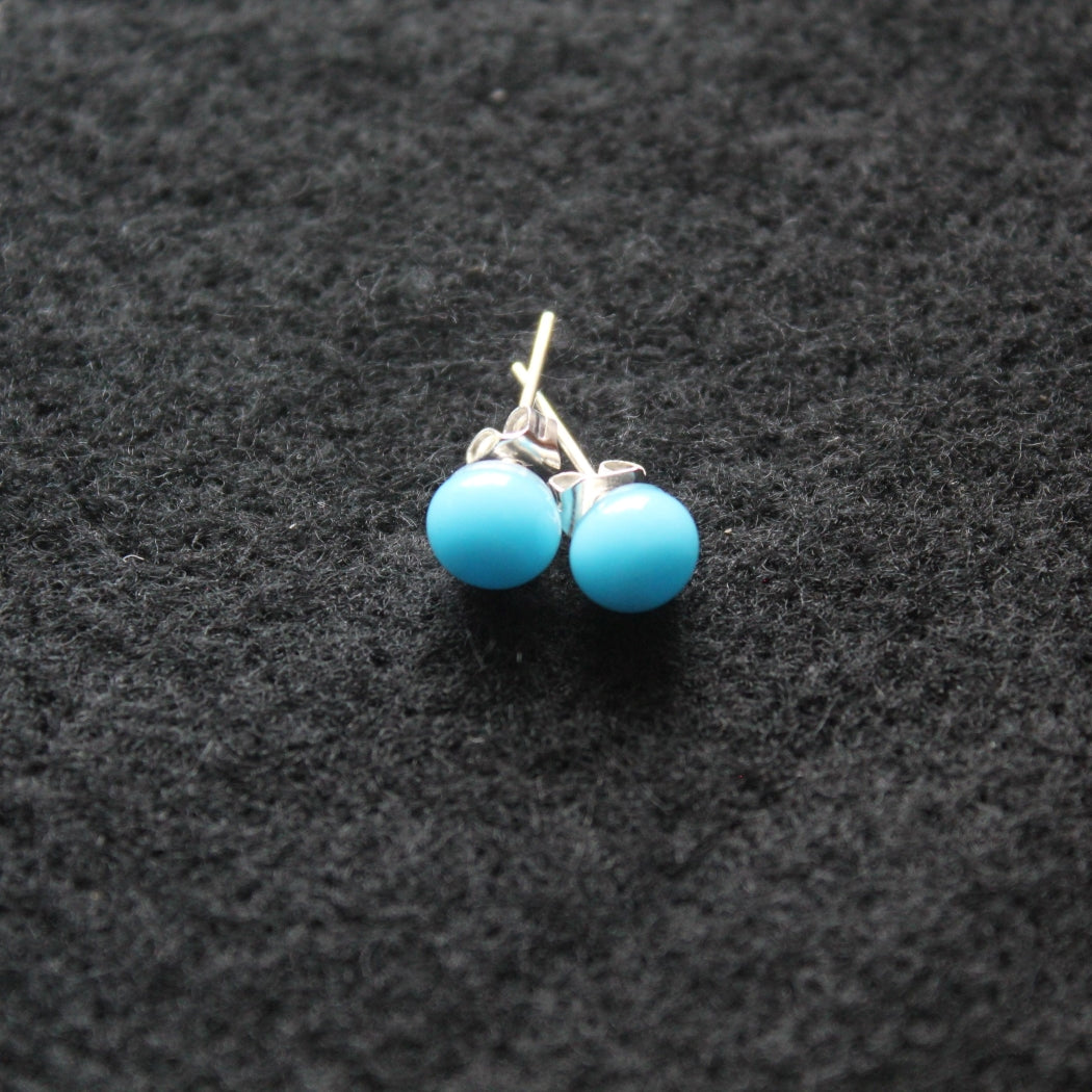 Fused Glass Turquoise Post Earrings