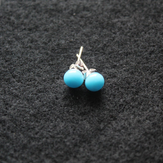 Fused Glass Turquoise Post Earrings