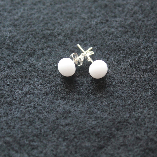 Fused Glass White Post Earrings