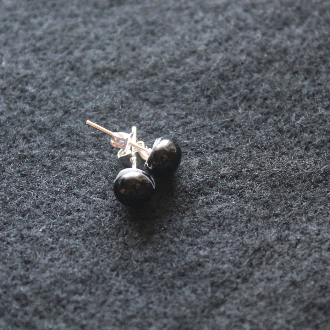 Fused Glass Black Post Earrings