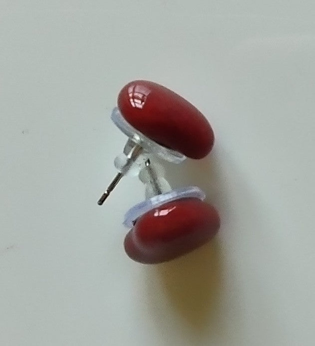 Valentine Red Fused Glass Heart Earring Posts
