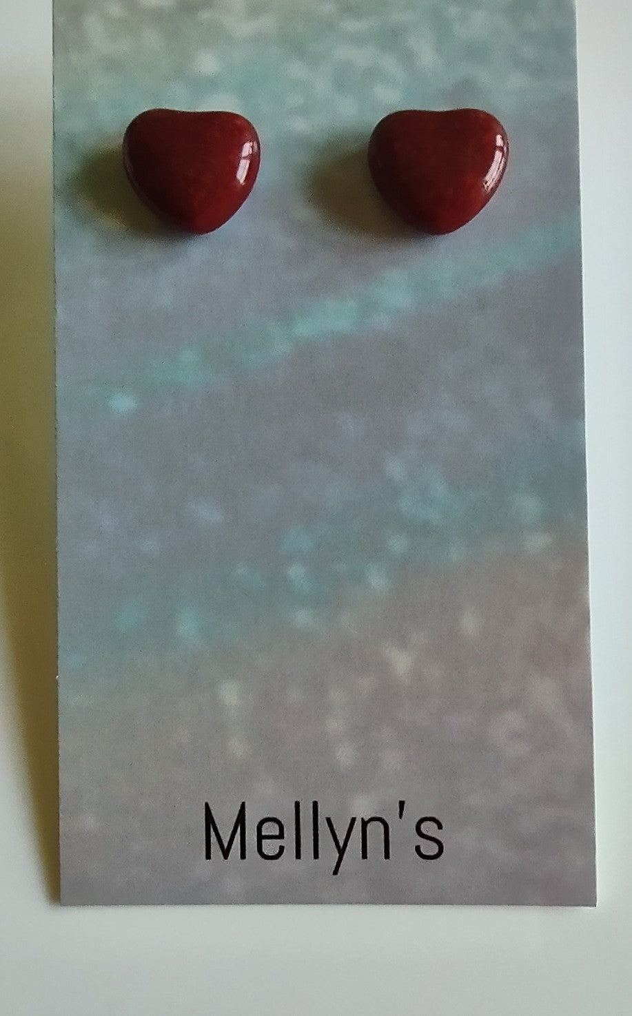 Valentine Red Fused Glass Heart Earring Posts