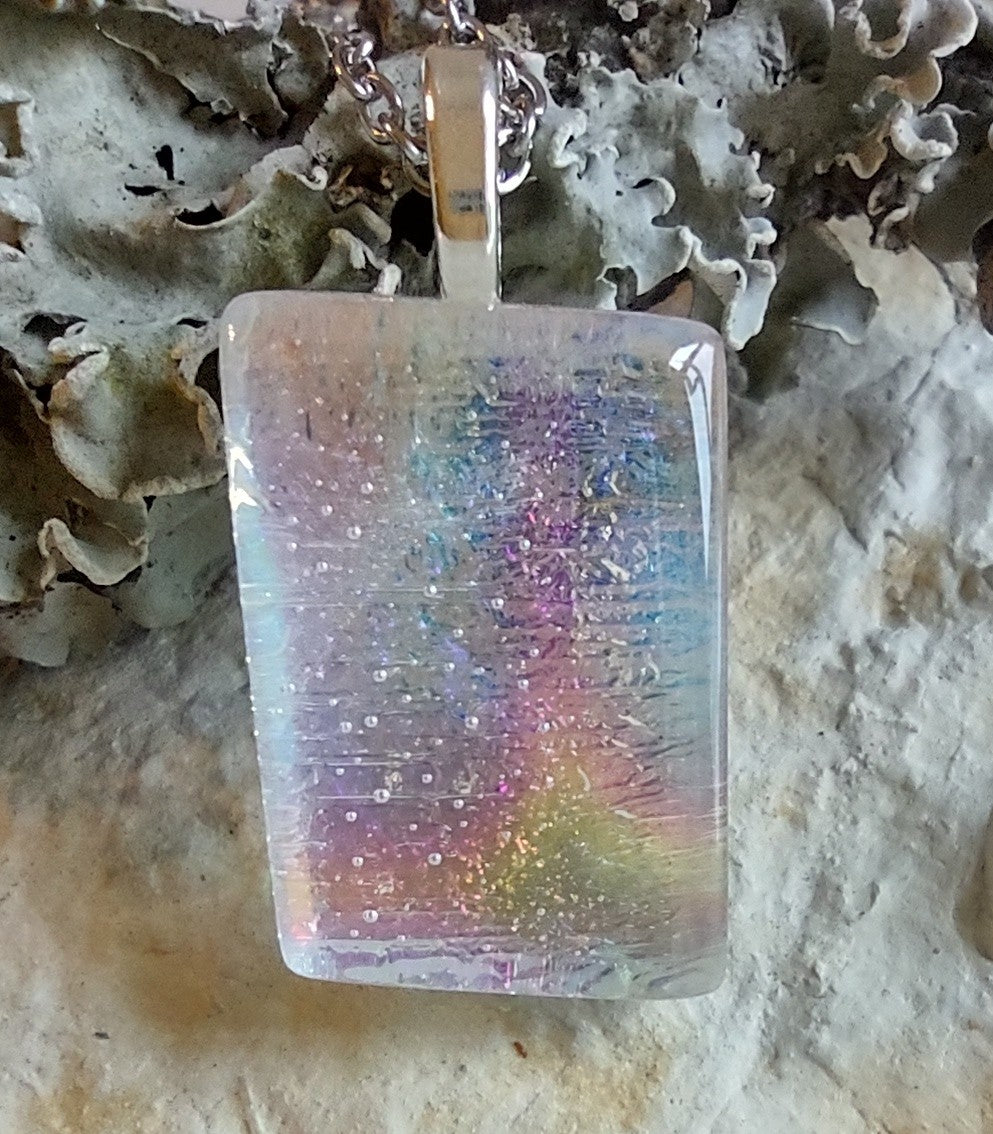Clear Dichroic Pendant with Chain