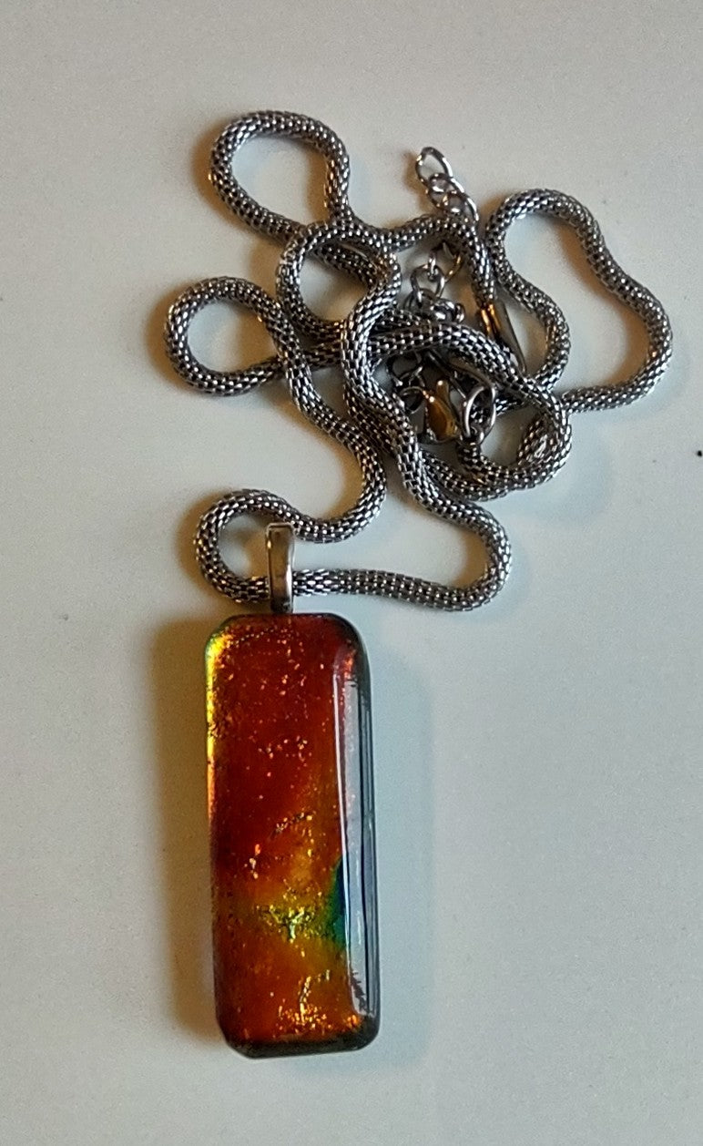 Orange Fused Glass Dichroic Pendant