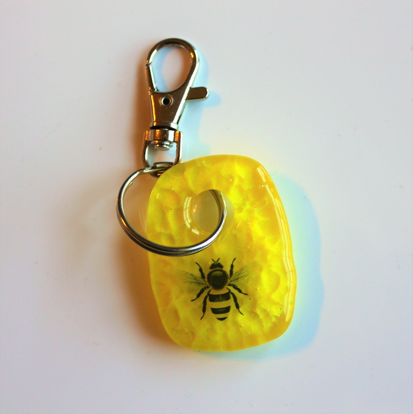 Fused Glass Bee Keychain