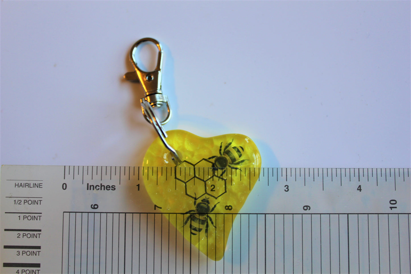 Fused Glass Heart Shaped Bee Keychain