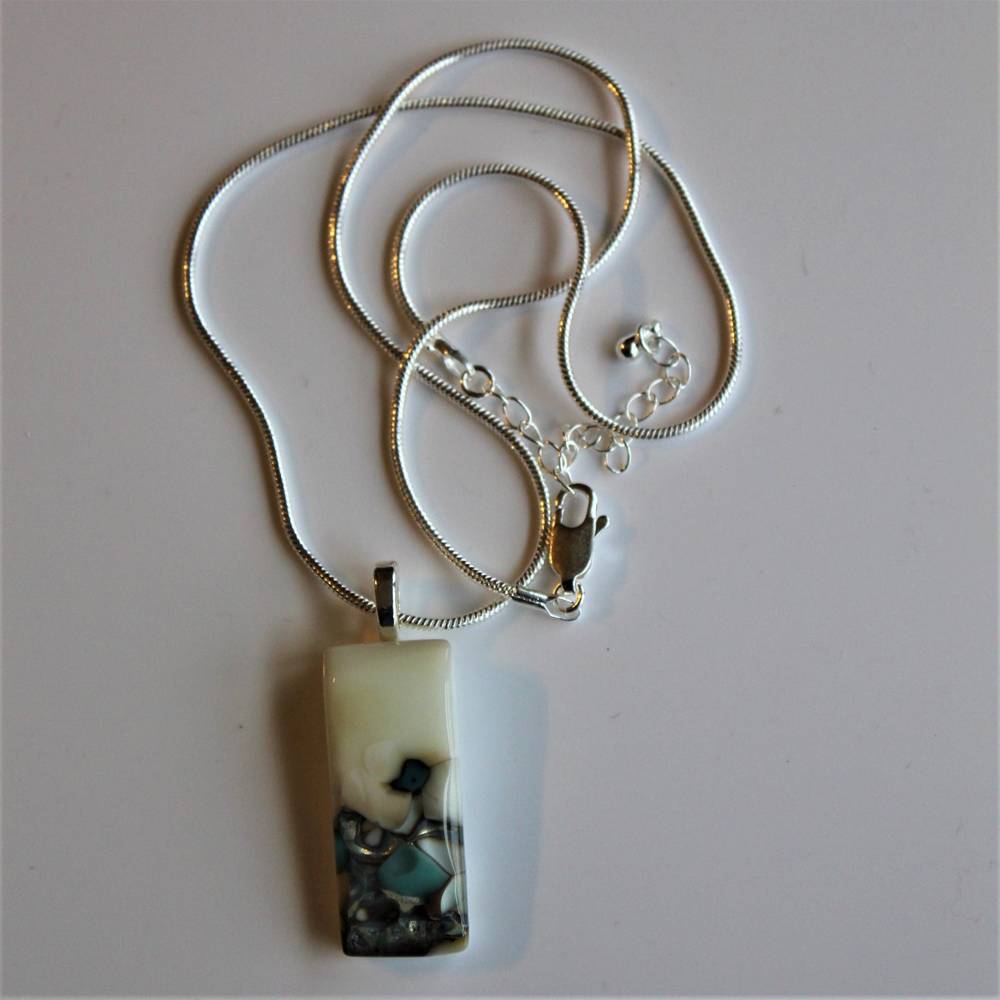 Fused Glass Vanilla Cream Reactive Pendant