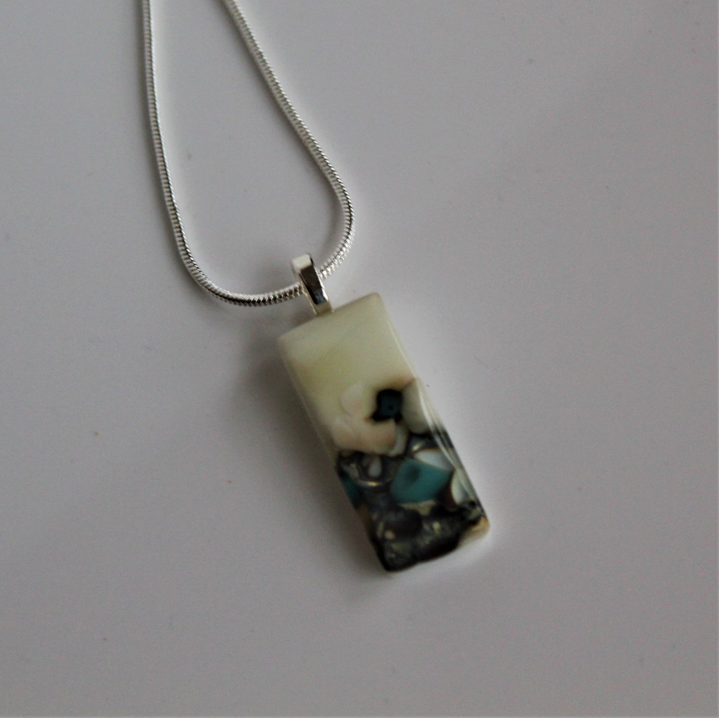 Fused Glass Vanilla Cream Reactive Pendant
