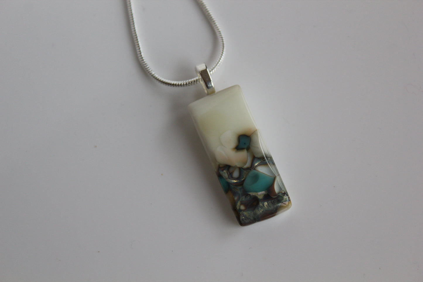 Fused Glass Vanilla Cream Reactive Pendant