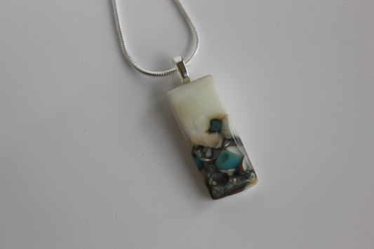Fused Glass Vanilla Cream Reactive Pendant