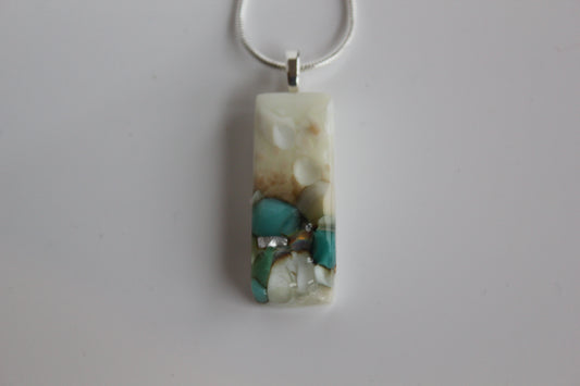 Vanilla Cream Reactive Fused Glass Pendant