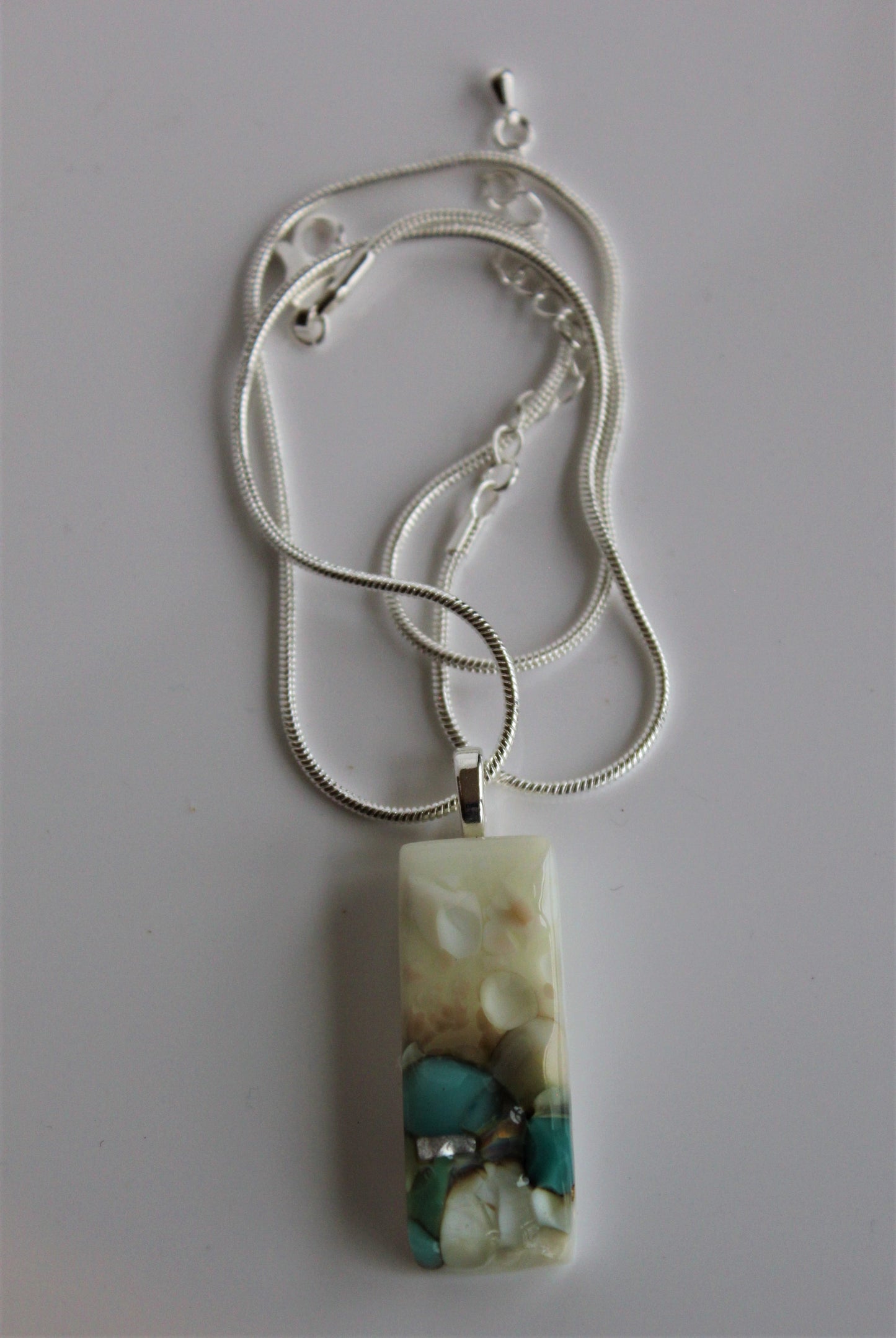 Vanilla Cream Reactive Fused Glass Pendant