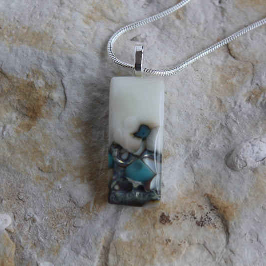 Fused Glass Vanilla Cream Reactive Pendant