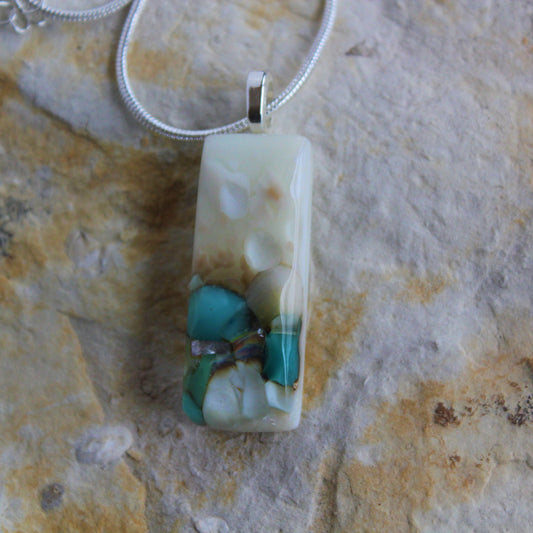 Vanilla Cream Reactive Fused Glass Pendant
