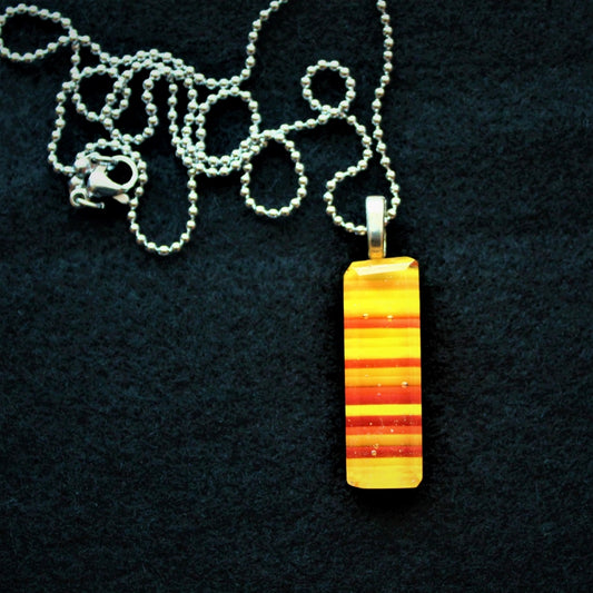 Fused Glass Orange/Yellow Striped pendant