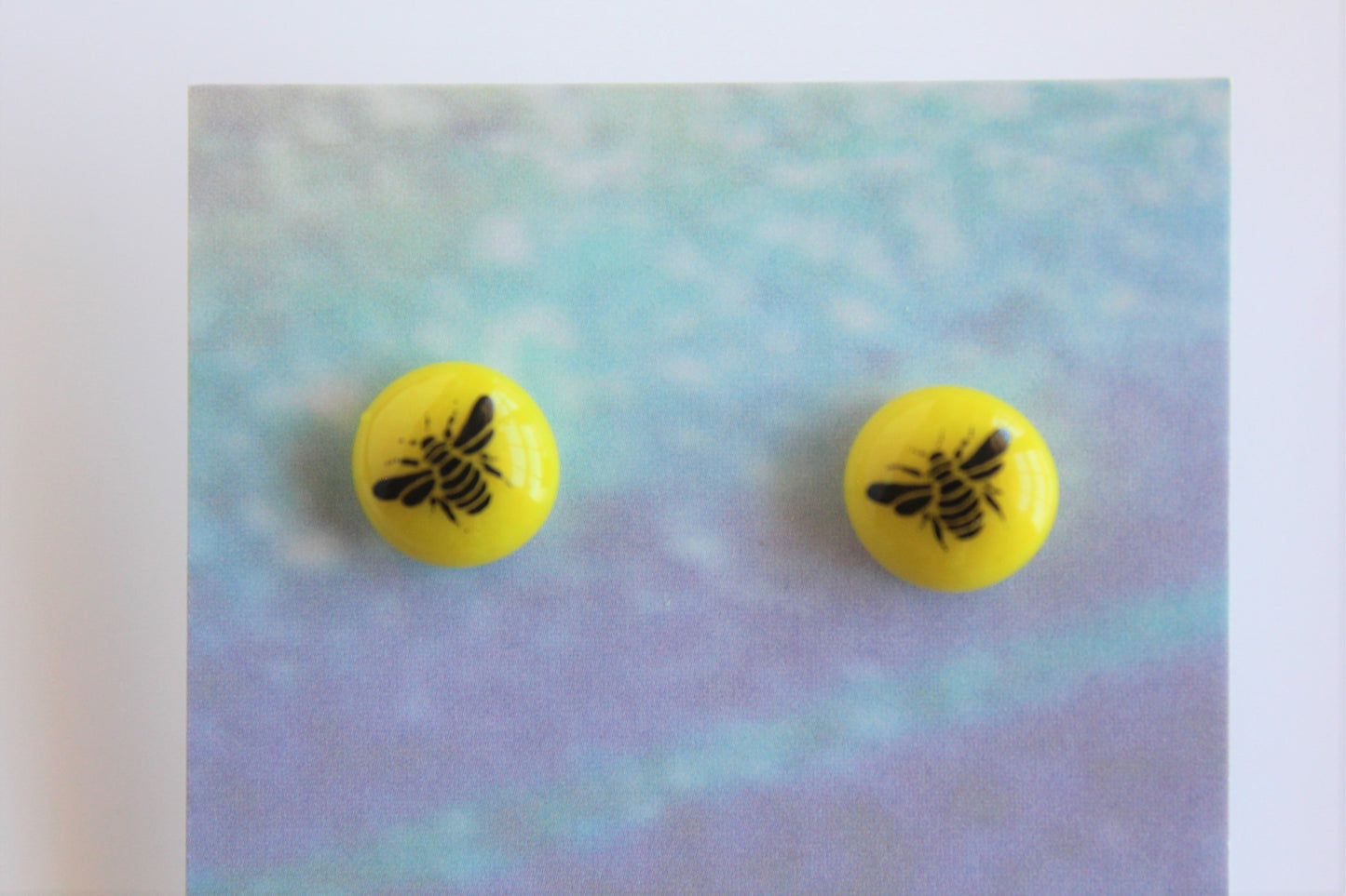 Fused Glass Bee Post Earrings