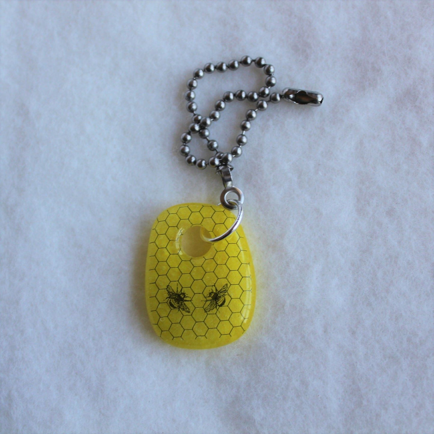 Fused Glass Fan Pull With Bee's and Honeycomb