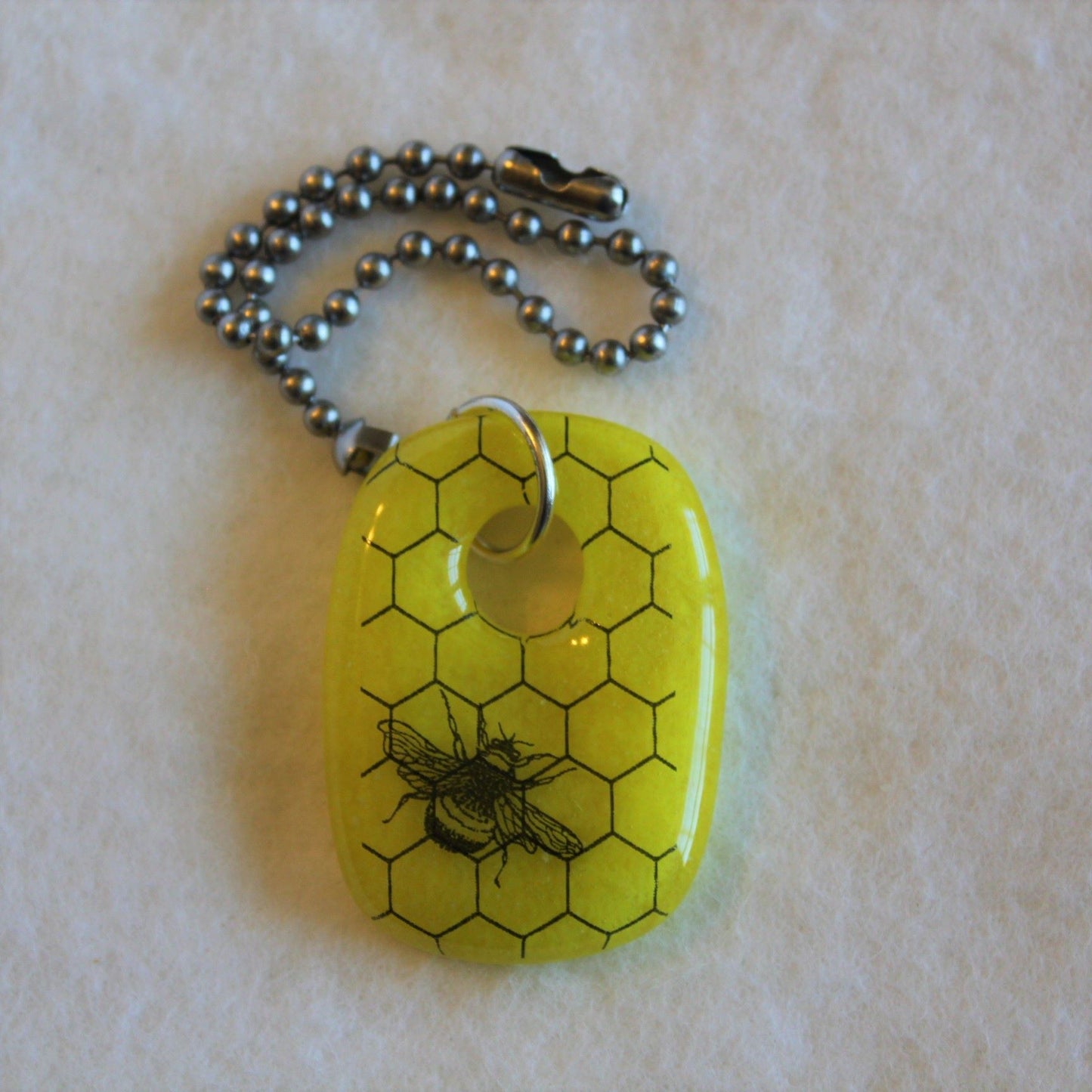 Fused Glass Bee Fan Pull