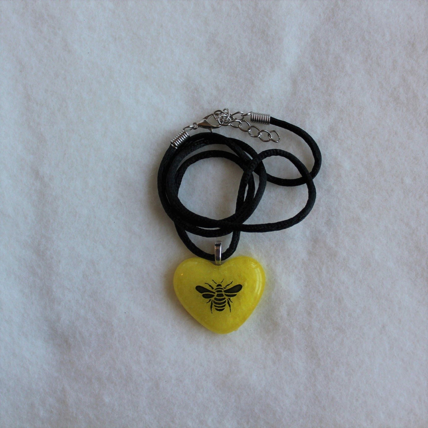 Fused Glass Heart Bee Pendant