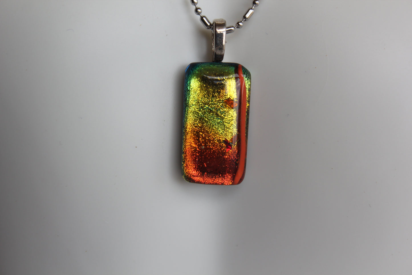 Fused Glass Dichroic Pendant, Dichroic Necklace, Teachers Gift, Fused Glass Pendant with Chain, Gift for