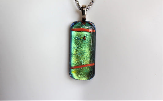 Fused Glass Dichroic Pendant with Chain