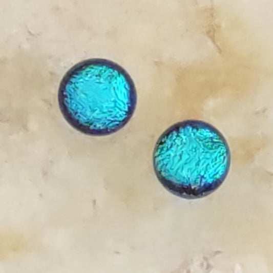 Blue Dichroic Fused Glass Post Earring Wholesale