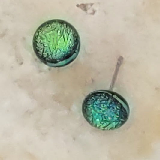 Green Dichroic Fused Glass Post Earring Wholesale