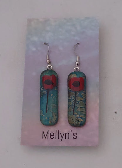 Fused Glass Poppy Dangle Earrings Wholesale