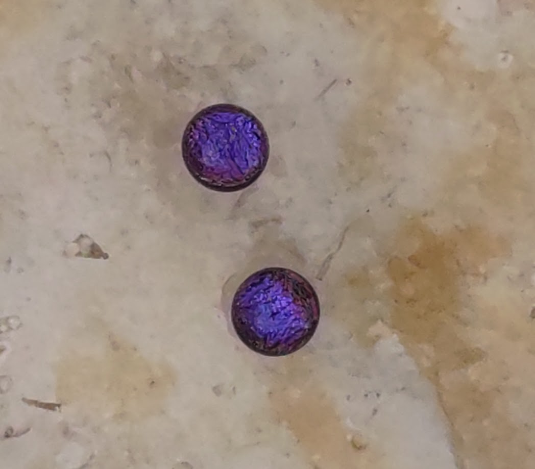 Purple Dichroic Fused Glass Post Earring Wholesale