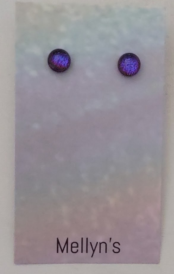 Purple Dichroic Fused Glass Post Earring Wholesale