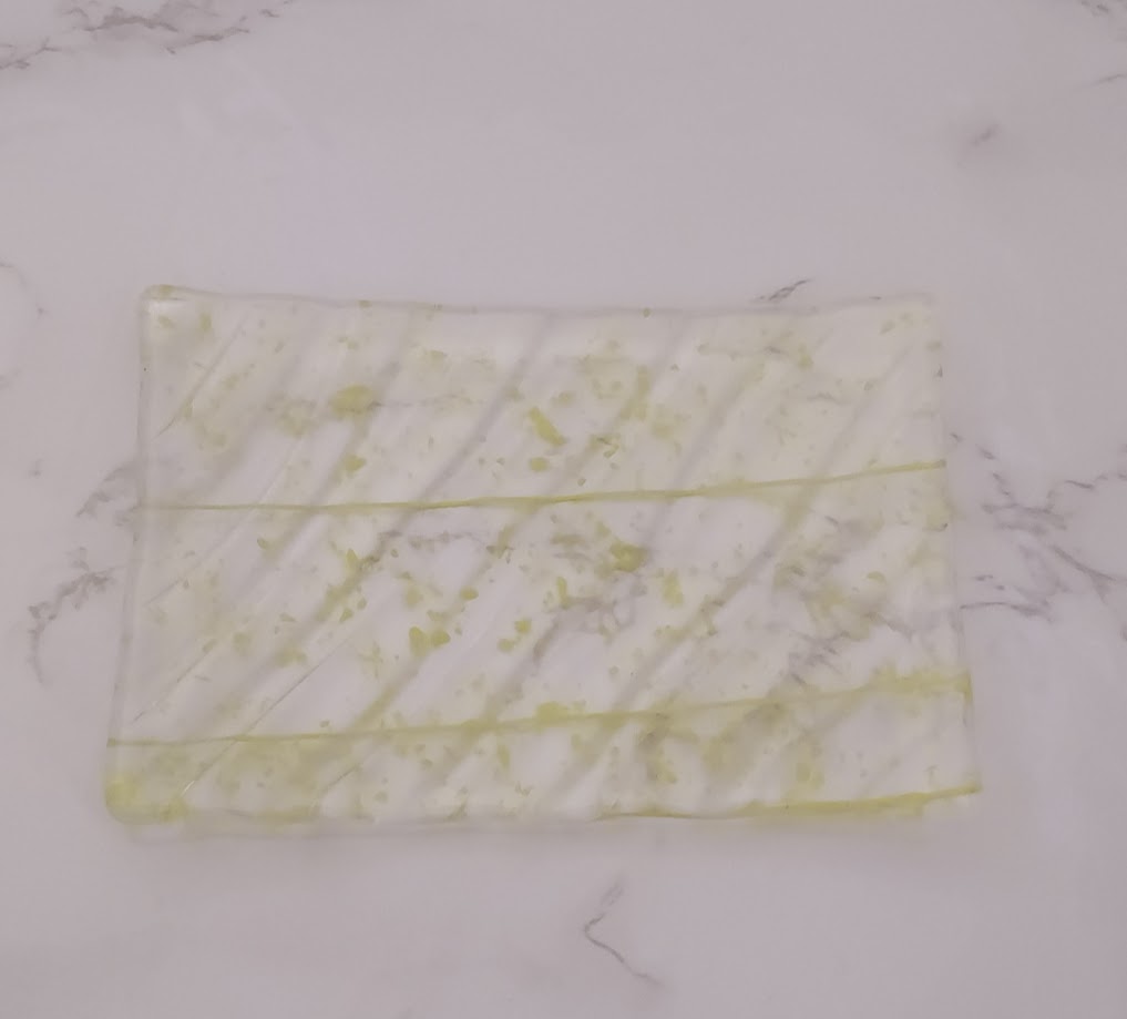 Fused Glass Clear and Yellow Soap Dish