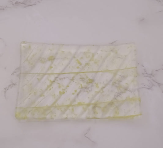 Fused Glass Clear and Yellow Soap Dish