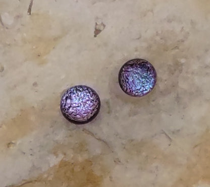 Pink with Purple Dichroic Fused Glass Post Earring Wholesale