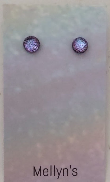 Pink with Purple Dichroic Fused Glass Post Earring Wholesale