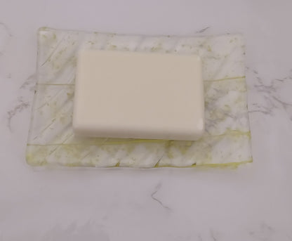 Fused Glass Clear and Yellow Soap Dish