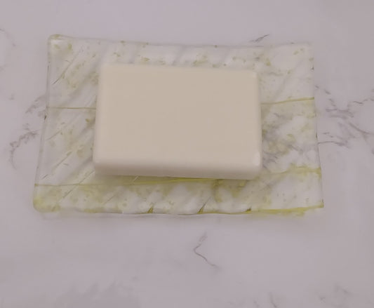 Fused Glass Clear and Yellow Soap Dish