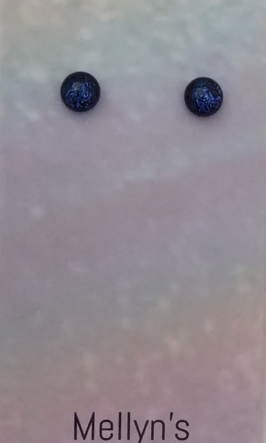 Blue Dichroic Fused Glass Post Earring Wholesale