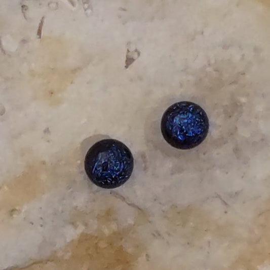 Blue Dichroic Fused Glass Post Earring Wholesale