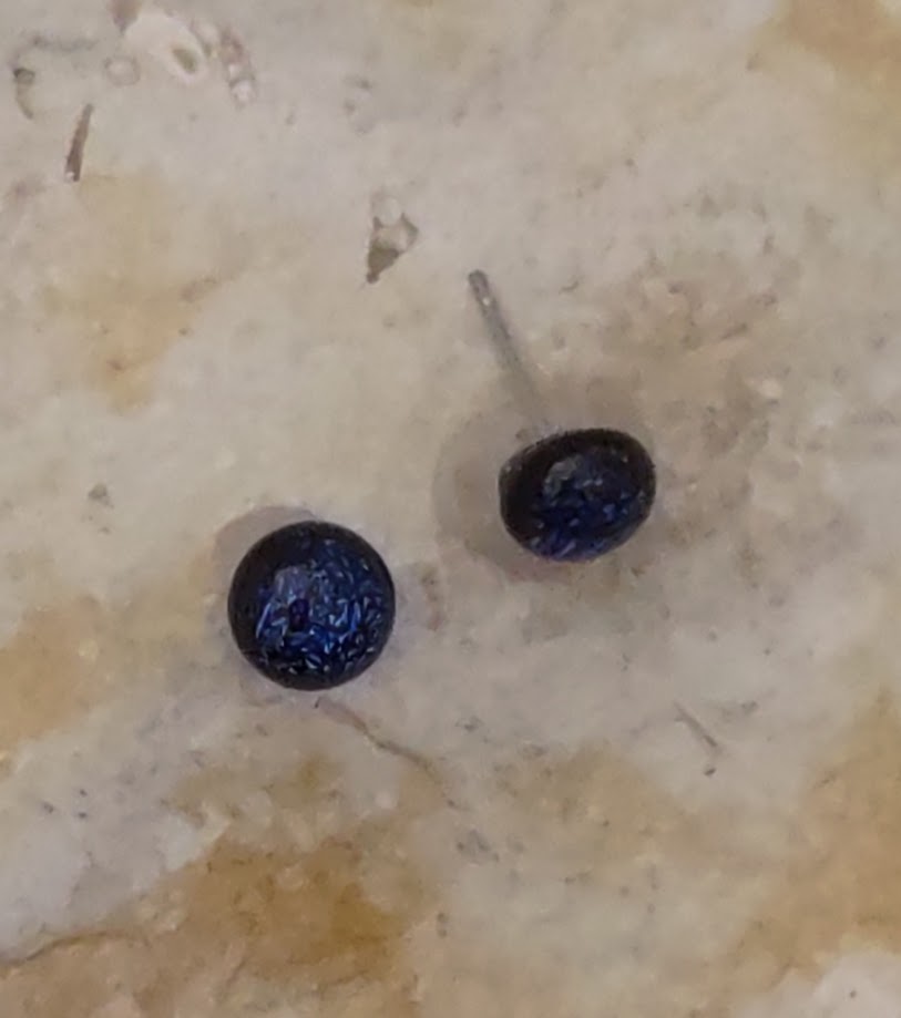Blue Dichroic Fused Glass Post Earring Wholesale