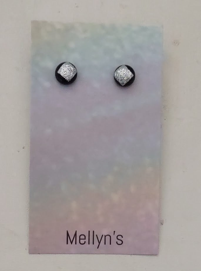 Silver Texture Dichroic Fused Glass Post Earring Wholesale