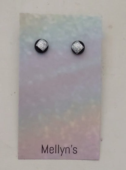 Silver Texture Dichroic Fused Glass Post Earring Wholesale