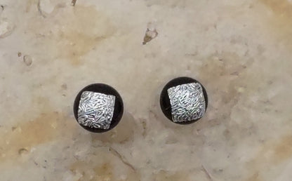 Silver Texture Dichroic Fused Glass Post Earring Wholesale