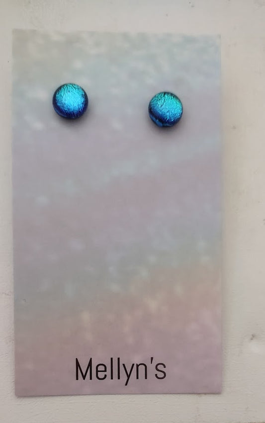 Starter Pack 3 (12pairs)  Pink, Silver, Turquoise, Green Dichroic Fused Glass Post Earrings Wholesale