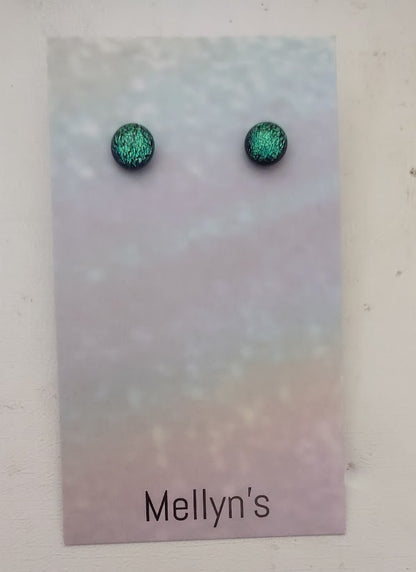 Starter Pack 3 (12pairs)  Pink, Silver, Turquoise, Green Dichroic Fused Glass Post Earrings Wholesale